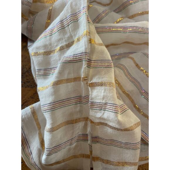 NWT Womens A Loves A Cream Metallic Striped Long Sleeve Mock Neck Blouse M - Picture 8 of 10